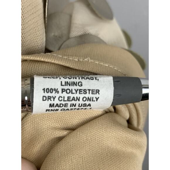 Eva Franco Dress Womens 8 Beige Gold Polka Dot Sleeveless Ruffle Sheath Made USA - Picture 6 of 7